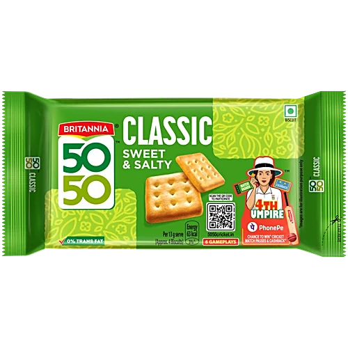 Britannia 50-50 Sweet & Salty Biscuits, 188 g
